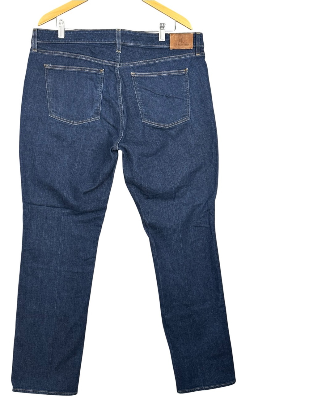 LRL Ralph Lauren Jeans Womens 18 Blue Dark Wash Straight Leg Denim Stretch - Picture 2 of 10